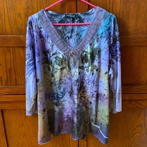 Purple V-neck blouse